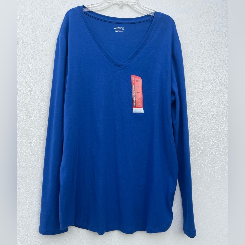 Vibrant Blue V-Neck Long Sleeve BCG Top Size XXL